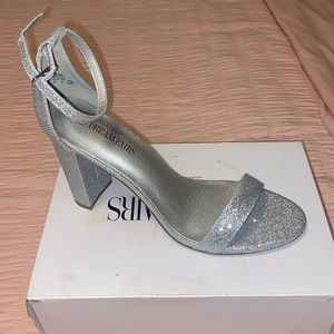 Dream pairs silver glitter chunk heels